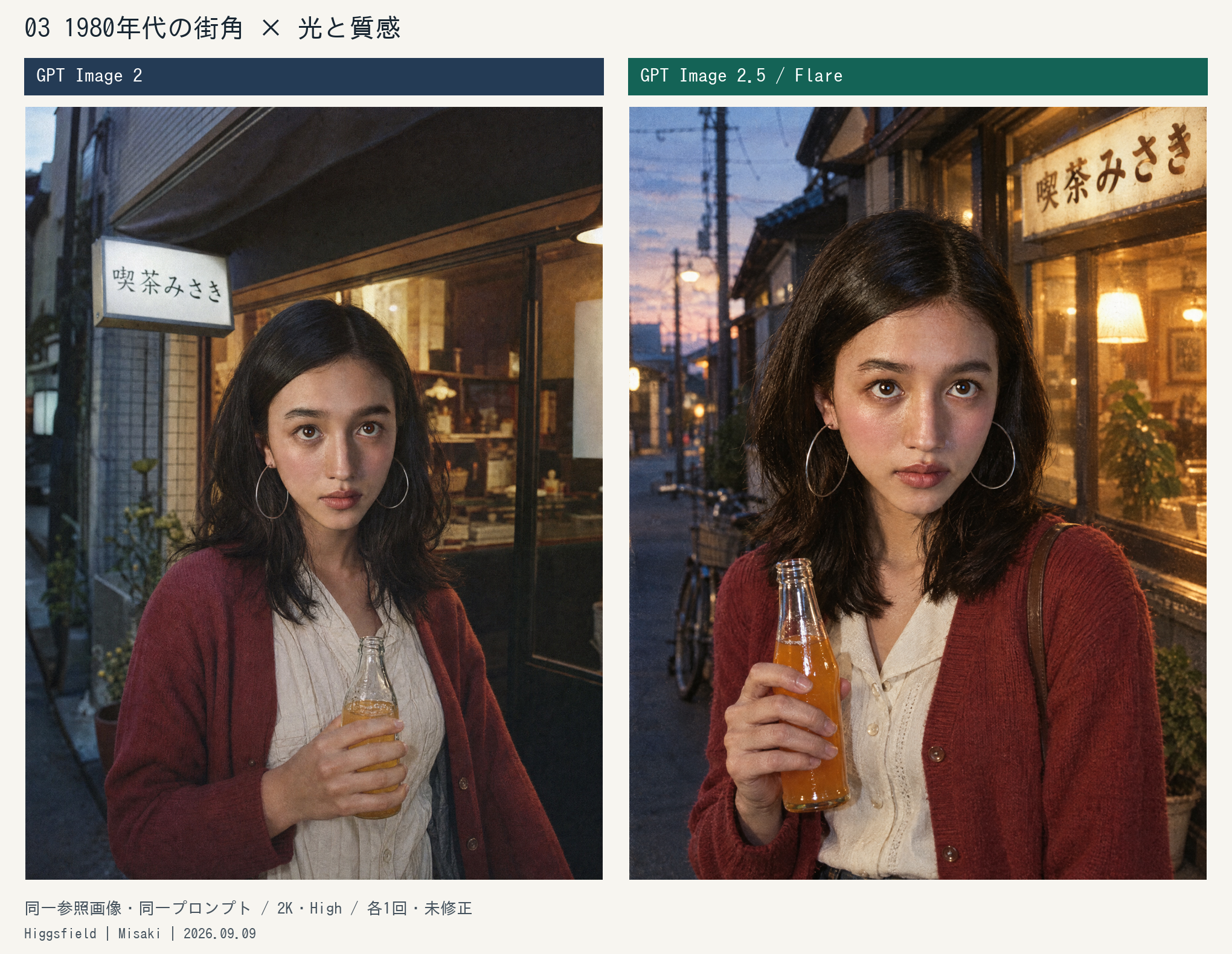 1980年代風比較:左GPT Image 2、右GPT Image 2.5 Flare